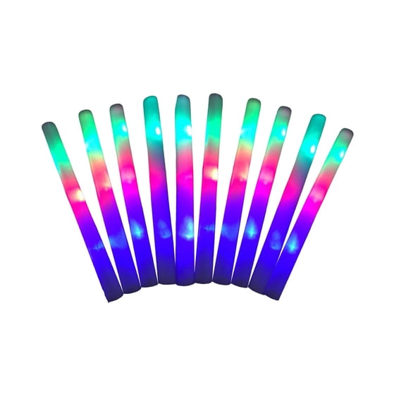 Event & Party Colorful Glow Sticks 10 Pack for Concerts and Celebrations - Soft Foam Light Up Tubes for Indoor Outdoor Use 10PCS, 48X40X4 cm, White