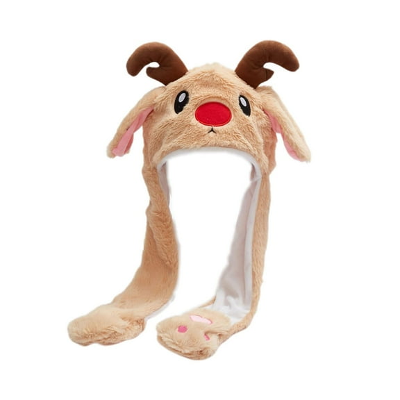 Event & Party Cute Christmas Reindeer Hat with Moving Ears Interactive Jumping Beating Hat for Kids Holiday Accessory for Boys and Girls*2 Pack