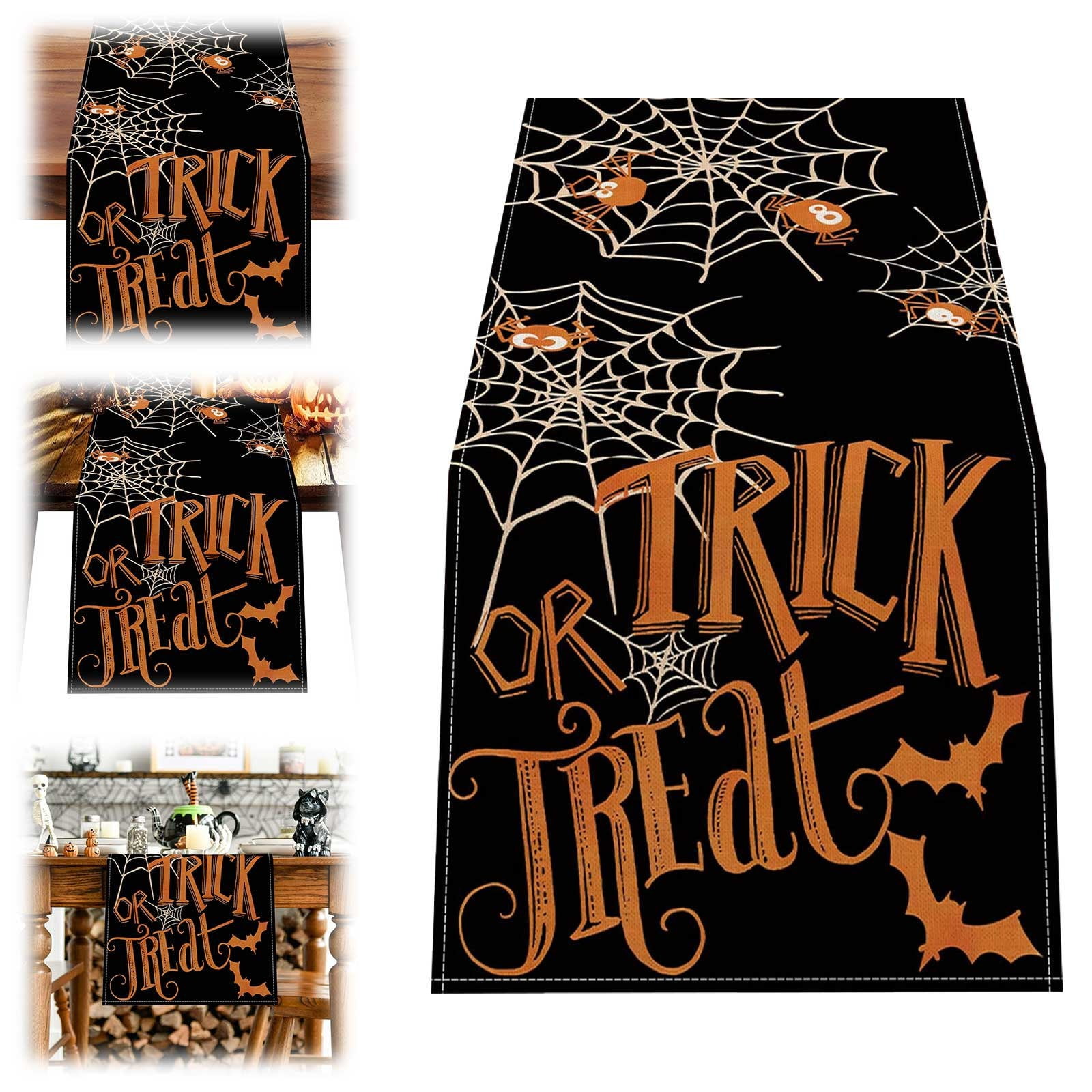 Event Party Decor,Halloween Trick Or Table Runner Bat Black Funny