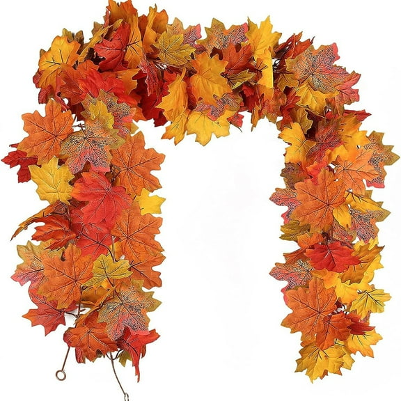Event & Party Simulation Maple Leaf Rattan Harvest Festival Indoor Wall Decoration Encryption Flocking Maple Leaf Rattan Clearance! A Strip of Autumn Leaves for Outdoor Decoration