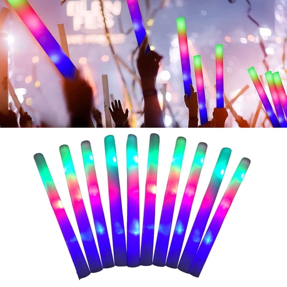 Event Party Glow Sticks 10 Pack Colorful Foam Tubes Soft Sponge Light Up Concert Bar Stick Accessories 10PCS White 48X40X4 cm