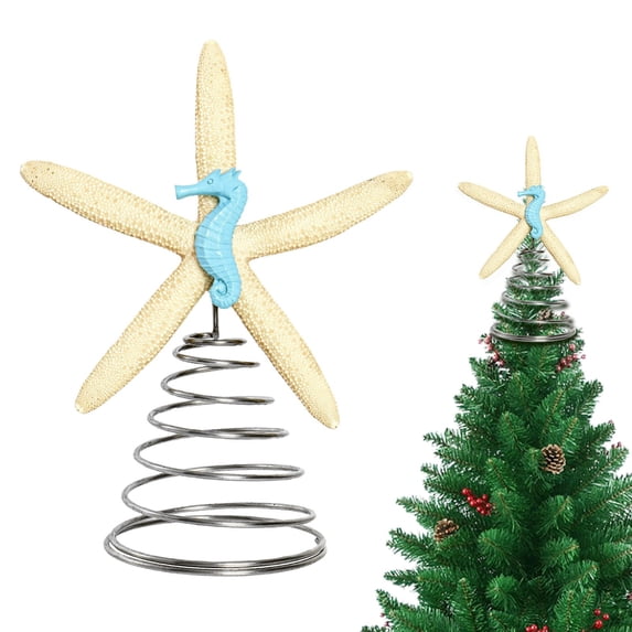 Event & Party Supplies,Natural Christmas Tree Topper 8.7'' Beach Christmas Tree Topper Decoration Rustic Large Treetop Ornaments For Xmas Holiday Indoor Decor(Blue Chic Style)