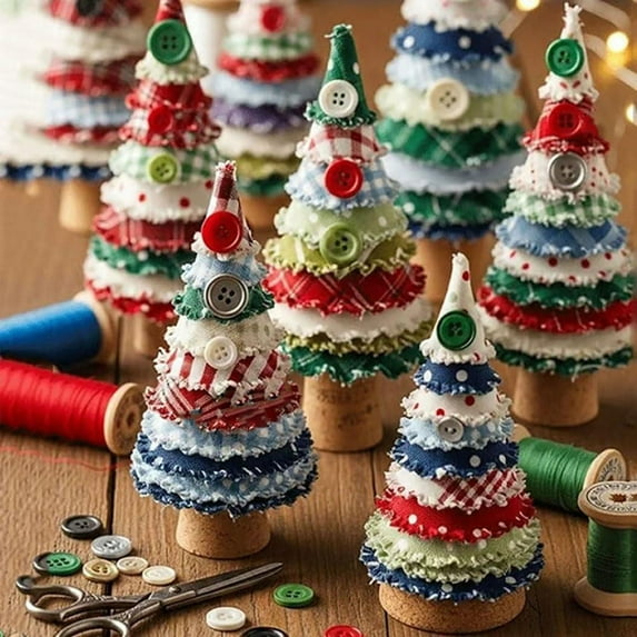 Event & Party Supplies,Patchwork Christmas Tree Decoration Kit Handmade DIY Button Christmas Tree Craft Set Fabric Xmas Tree Making Kit With Buttons & Thread For Quilting Enthusiasts Beginners