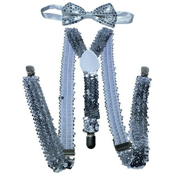 Event & Party Year's Eve Accessories Sequined Suspenders And Bow Glitter Outfit For Carnival Men Women