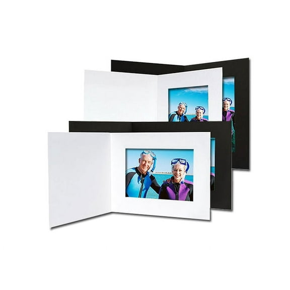 (25 pack) ECONOMY White Smooth Cardstock Paper Photo Folder Single 6x4 Frame w plain border sold in 25s - 4x6