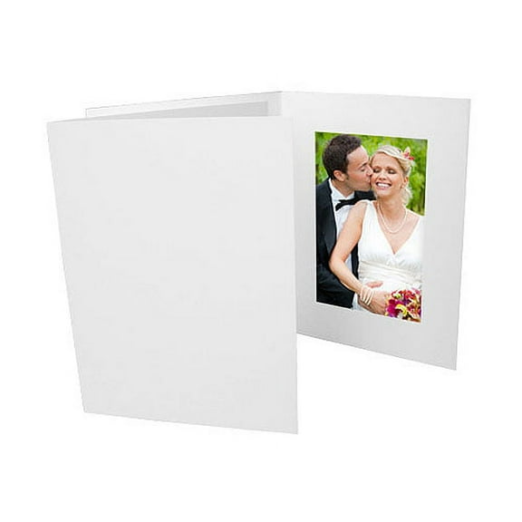 (25 pack) ECONOMY White Smooth Cardstock Paper Photo Folder Single 4x6 Frame w plain border sold in 25s - 4x6