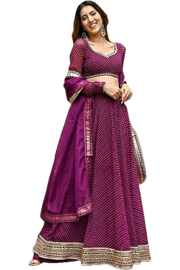Event Special Designer Lehengha Choli Indian Pakistani Styel Lengha Choli ( Purple, 4XL - 50 )