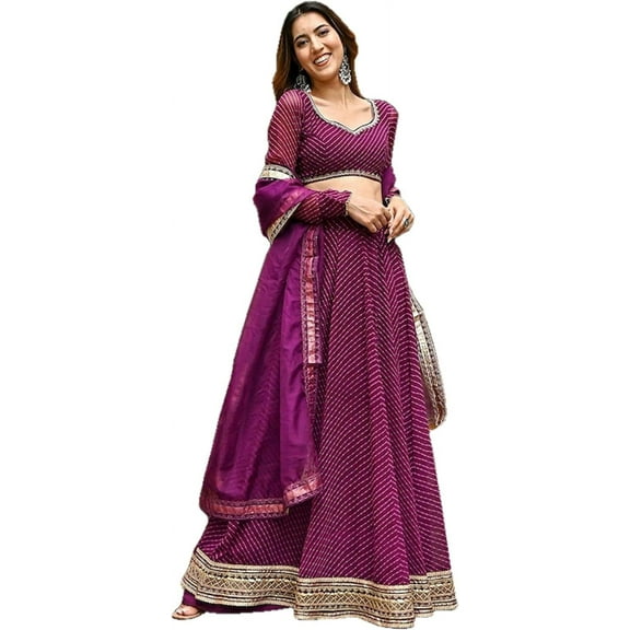 Event Special Designer Lehengha Choli Indian Pakistani Styel Lengha Choli ( Purple, S - 38 )
