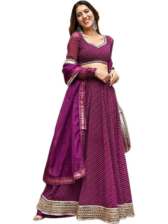 Event Special Designer Lehengha Choli Indian Pakistani Styel Lengha Choli ( Purple, S - 38 )