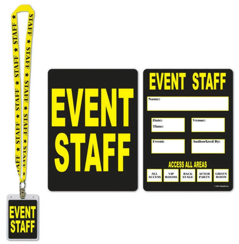 Event Staff Party Pass Lanyard With Card And Card Holder Costume Accessory