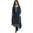 thumbnail image 1 of Event Wear Designer Salwar Kameez Dress Indian Pakistani Trouser Pant Suits ( Teal Blue, 4XL - 50 ), 1 of 4