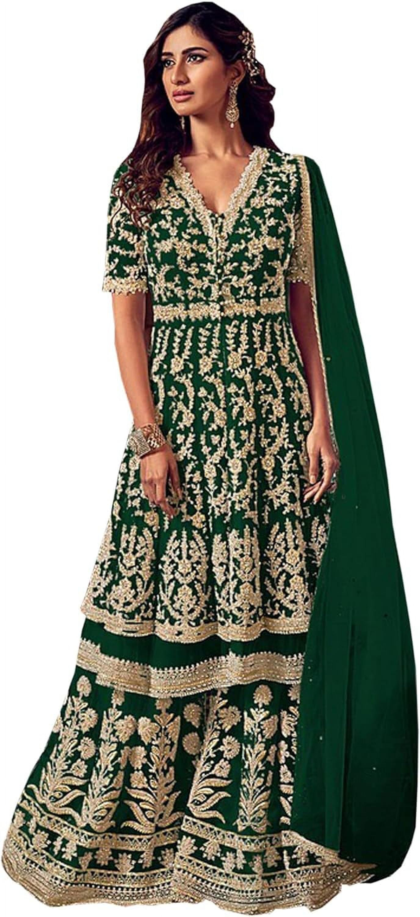 Tunica Kurta Donna Manica Lunga In Georgette - Blu Scuro (Kameez Top) - NUOVO Con ETICHETTE - Foto 2