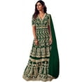 thumbnail image 1 of Event Wear Indian Designer Anarkali Sharara Dress Pakistani Salwar Kameez Suits ( Green, 4XL - 50 ), 1 of 5