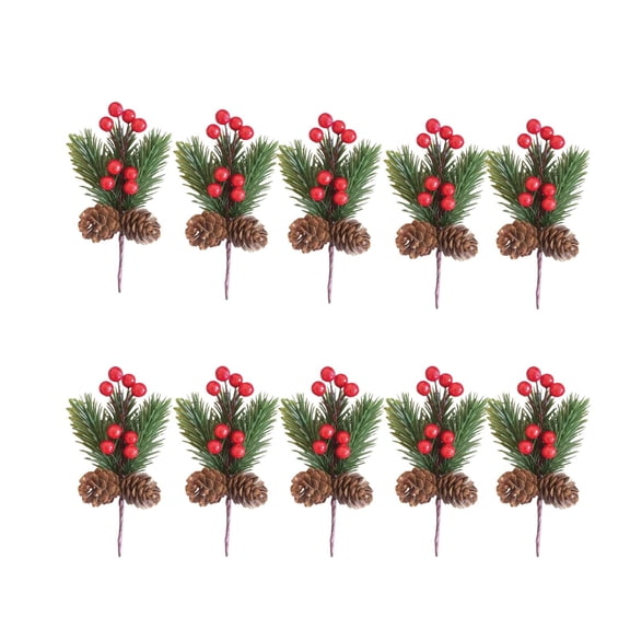Event and Party for Holiday Crafts Red Berry Picks 10 Packs Holly Branches Tiny Floral Picks Ideal for and DIY Xmas Items 10PCS