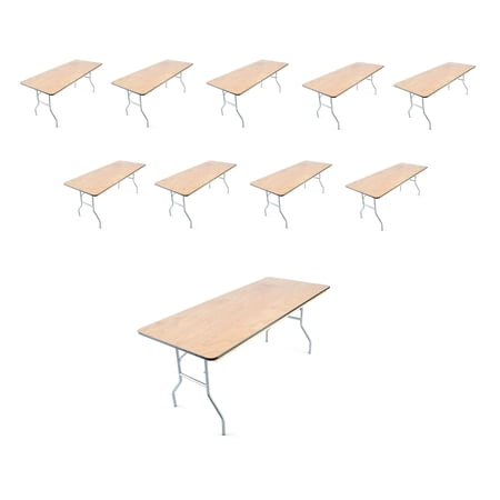 EventStable Titan Series Wood Folding Table - 6' x 30'' - 10 Pack