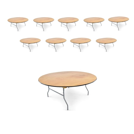 EventStable Titan Series Wood Folding Table - 72'' Round - 10 Pack