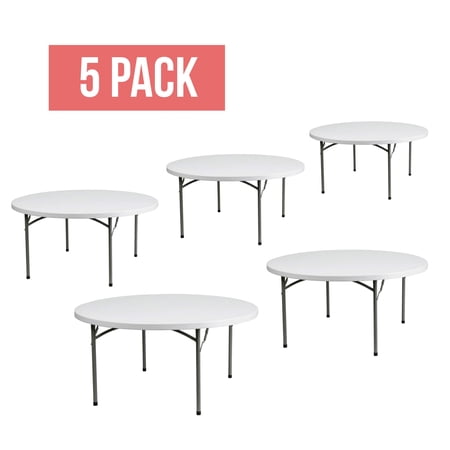 EventStable TitanPRO Plastic Folding Table - 60'' Round - 5-Pack