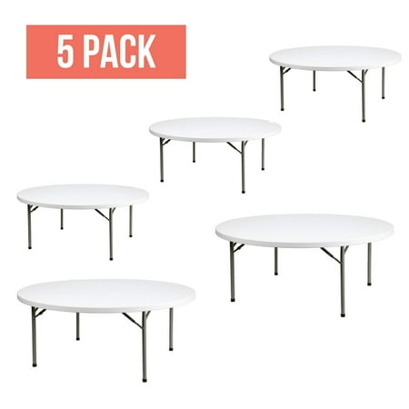 EventStable TitanPRO Plastic Folding Table - 72'' Round - 5-Pack
