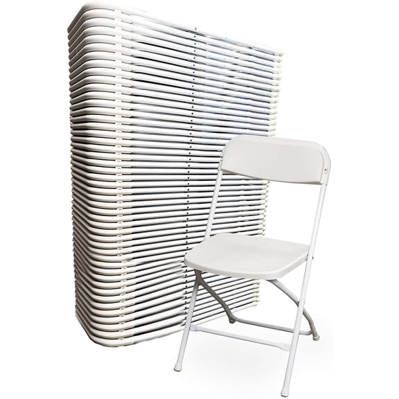 EventStable Titanpro White Plastic Folding Chair Lightweight Outdoor Chair Set for Parties Banquet 50 Pack