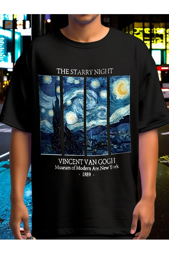 Events - Artistic Van Gogh Fan Apparel, Streetwear Fashion, Vintage Aesthetic, Durable Fabric, Statement Shirt, Fashion Enthusiasts, Casual Wear, Highquality Print, Printed Top, Creative Individuals
