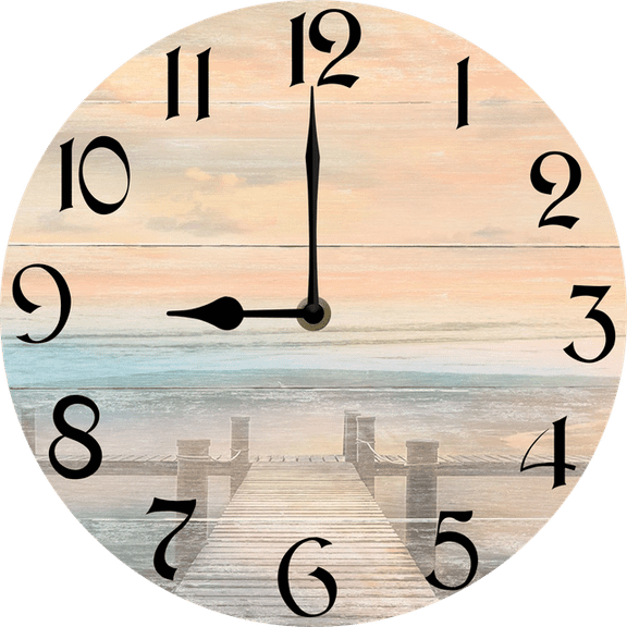 Eveokoki 10 Inch Beach Decorative Wall Clocks Silent Battery Operated,The Beach Is Calling Farmhouse Wooden Clock for Bathroom Kitchen Bedroom Pool Cottage Living Room