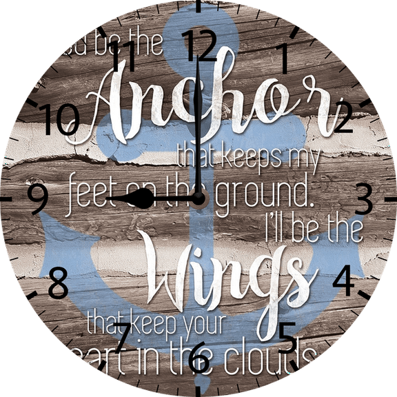 Eveokoki 10 Inch Nautical Anchor Wall Clock, Non Ticking Silent Clocks, Nautical Retro WoodenAnchor Clocks, Easy to Read Wall Clocks for Kitchen/Living Room/Bedroom