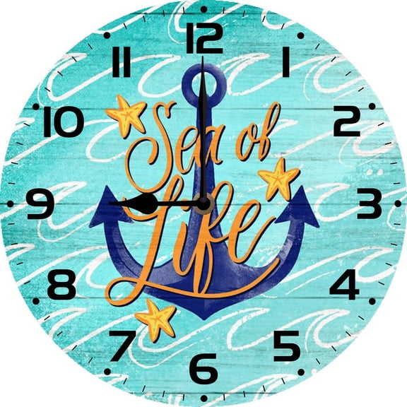 Eveokoki 10 Inch Nautical Anchor Wall Clock, Non Ticking Silent Clocks, Nautical Retro WoodenAnchor Clocks, Easy to Read Wall Clocks for Kitchen/Living Room/Bedroom