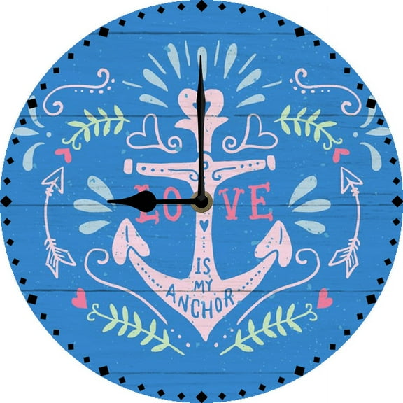 Eveokoki 10 Inch Nautical Anchor Wall Clock, Non Ticking Silent Clocks, Nautical Retro WoodenAnchor Clocks, Easy to Read Wall Clocks for Kitchen/Living Room/Bedroom