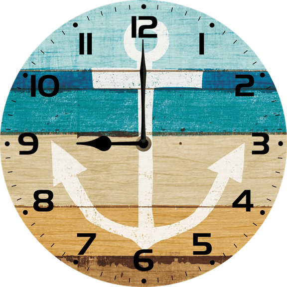 Eveokoki 10 Inch Nautical Anchor Wall Clock, Non Ticking Silent Clocks, Nautical Retro WoodenAnchor Clocks, Easy to Read Wall Clocks for Kitchen/Living Room/Bedroom