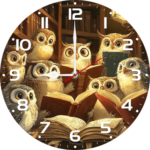 Eveokoki 10 inch Vintage Wood Owl Reading Books Wall Clocks Silent Creative Living Room Decoration Clock Modern Home Kitchen Wall Decor Clocks