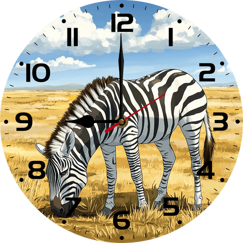 Eveokoki 10 inch Vintage Wood Zebra Eating Grass Wall Clocks Silent Creative Living Room Decoration Clock Modern Home Kitchen Wall Decor Clocks