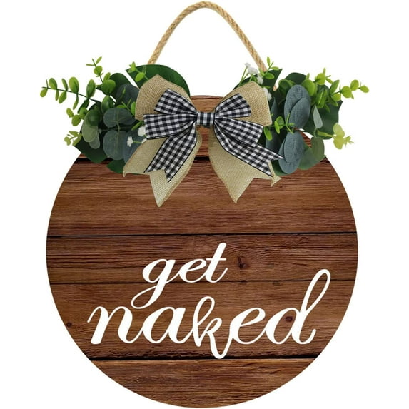 Eveokoki 11" Bathroom Get Naked Sign, Vintage Bathroom Wall Decor,Bathroom Wall Decoration Sign, Bathroom Wall Decor,Funny Bathroom Wall Art,Guest Bathroom Decor