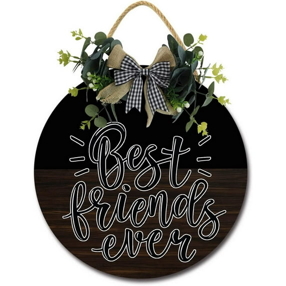 Eveokoki 11" Best Friends Sign Farmhouse Door Signs for Wreaths Porch,Outdoor Signs For Porch, Wreaths For Front Porch Door Home Office Wall Decorationsin