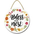 thumbnail image 1 of Eveokoki 11" Bless Our Nest Welcome Sign for Front Door Thanksgiving Wreaths Porch Door Wall Decor Autumn Wooden Hanging Sign for Home FamerHouse Outdoor Indoor, 1 of 5