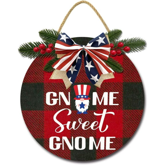 Eveokoki 11" Christmas Wall Decor,Christmas Decorations Wreath, Buffalo Plaid Hanging Sign Rustic Wooden Holiday Decor for Front Door Porch Window Wall Farmhouse Indoor Outdoor Decorations