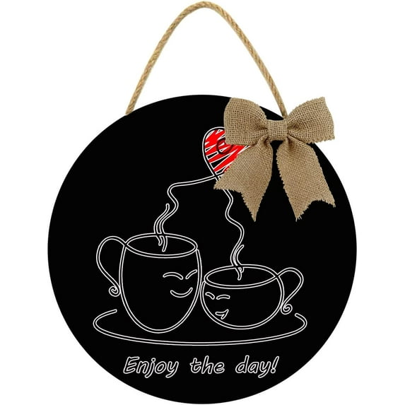 Eveokoki 11" Coffee Bar Wall Signs Decor, Coffee Enjoy The Day Sign, Farmhouse Wood Coffee Signs Coffee Bar Decor for Coffee Station, Coffee Lover Gift