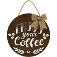 thumbnail image 1 of Eveokoki 11" Coffee Bar Wall Signs Decor, Enjoy Your Coffee Signs Vintage Kitchen Coffee Decor Office Coffee Maker Signs Wood Wall Hanging Art Plaque, 1 of 5
