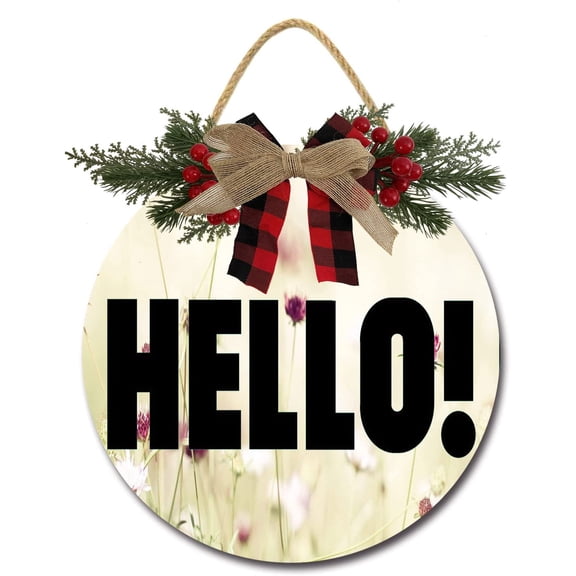 Eveokoki 11" Decor Hello Sign for Front Door. Hello Door Sign for Front Porch Decor, Rustic Door Decor, Housewarming Gifts New Home Decor, Welcome Hello Sign