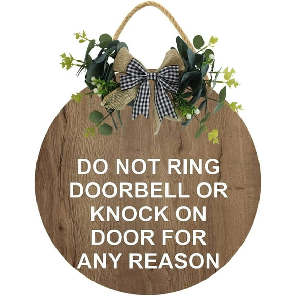 Eveokoki 11" Do Not Ring Doorbell Or Knock On Door Any Reason Sign,Wood Hanging Sign Home Office Meeting Door