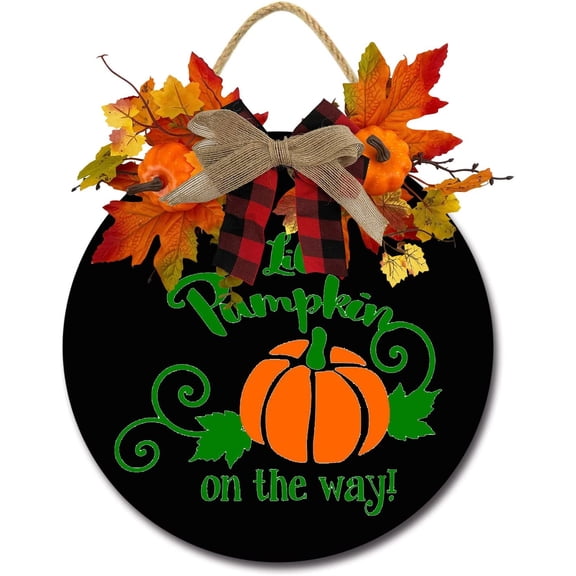 Eveokoki 11" Fall Decor Front Door Porch Autumn Garland Decorations Rustic Round Wood Happy Thanksgiving Day Wall Farmhouse Housewarming Home Sweet Home Vertical Front Porch Home Gift Outside