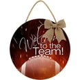 thumbnail image 1 of Eveokoki 11" Football Sign Welcome To The Football Team Round Hanging Sign Football Wooden Door Sign Door Hanger,Wood Hanging Decoration, 1 of 5
