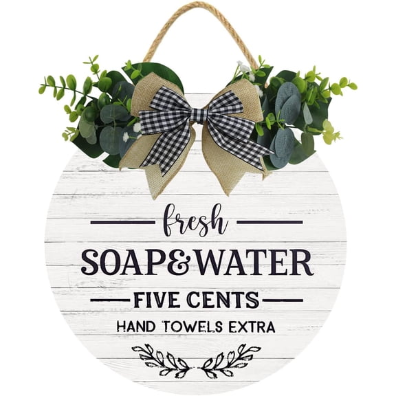 Eveokoki 11" Fresh Soap Water Hand Towels Extra 5 Cents Sign, Bathroom Decor Wall Art,Bathroom Wall Decoration Sign, Bathroom Wall Decor,Funny Bathroom Wall Art,Guest Bathroom Decor