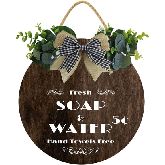 Eveokoki 11" Fresh Soap Water Hand Towels Free 5 Cent Sign, Bathroom Decor,Bathroom Wall Decoration Sign, Bathroom Wall Decor,Funny Bathroom Wall Art,Guest Bathroom Decor