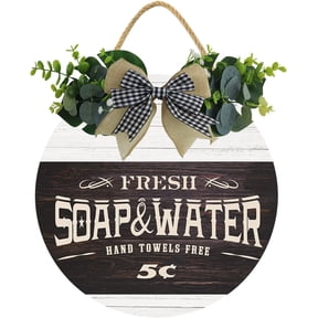 Eveokoki 11" Fresh Soap Water Hand Towels Free 5 Cent Sign, Bathroom Wall Decor Funny,Bathroom Wall Decoration Sign, Bathroom Wall Decor,Funny Bathroom Wall Art,Guest Bathroom Decor