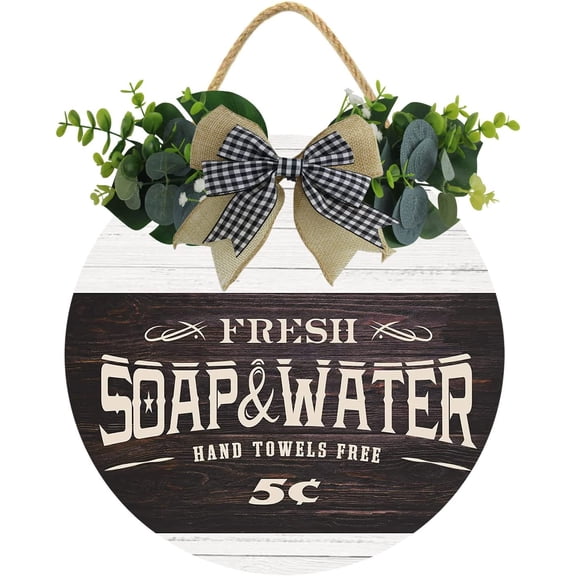 Eveokoki 11" Fresh Soap Water Hand Towels Free 5 Cent Sign, Bathroom Wall Decor Funny,Bathroom Wall Decoration Sign, Bathroom Wall Decor,Funny Bathroom Wall Art,Guest Bathroom Decor