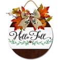 thumbnail image 1 of Eveokoki 11" Hello Fall Funny Signs for Front Door Farmhouse Porch，Rustic Round Wooden Hanging Wreaths for Housewarming Gift Festival Maple Leaves Decoration Outdoor Indoor Wall Decor, 1 of 5