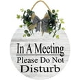 thumbnail image 1 of Eveokoki 11" In A Meeting Please Do Not Disturb Sign,Wood Hanging Sign Home Office Meeting Door, 1 of 5