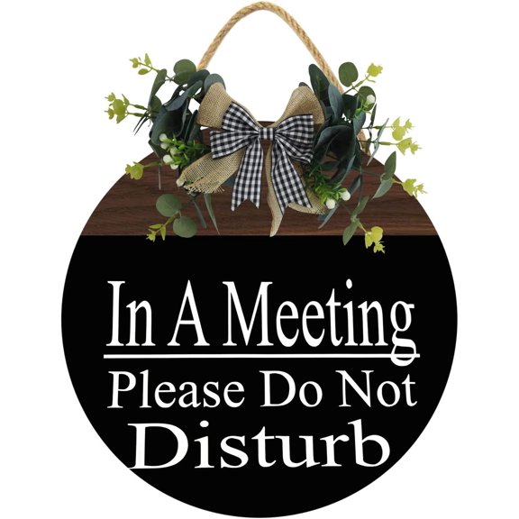 Eveokoki 11" In A Meeting Please Do Not Disturb Sign,Wood Hanging Sign Home Office Meeting Door