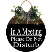 Eveokoki 11 In A Meeting Please Do Not Disturb Sign,Wood Hanging Sign Home Office Meeting Door