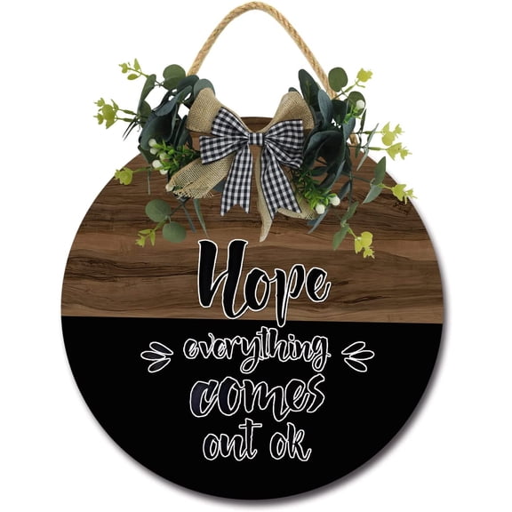 Eveokoki 11" Rustic Bathroom Hanging Wooden Signs,Hope Everything Comes Not Ok Family Sign Rustic Wall Decor Indoor and Outdoor Decoration Farmhouse Primitive for Home